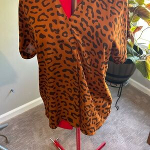 CAbi Brown Animal Print women’s Shirt